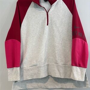 Nike Dri-FIT Red and White Quarter-Zip Top